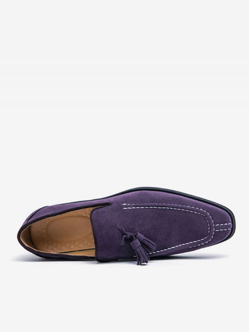 Sapatos Mocassins Masculinos Couro Pu Com Tira Monge E Festa Baile - Roxo 