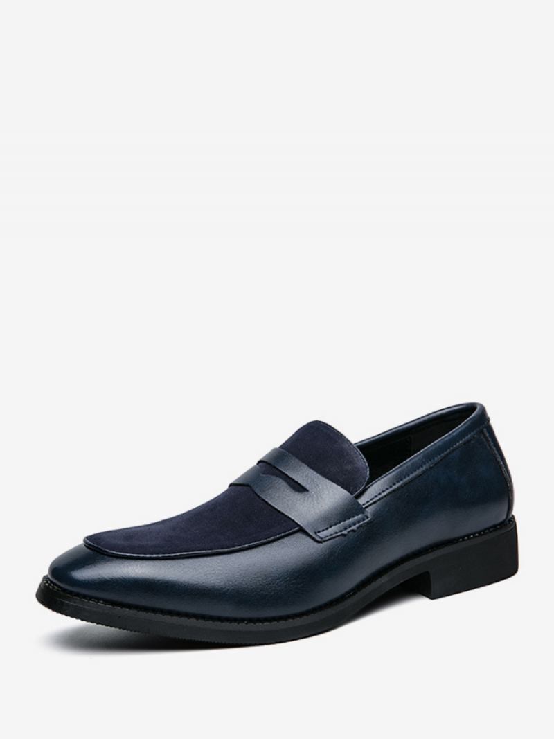 Sapatos Mocassins Masculinos Couro Pu Para Formatura - Azul