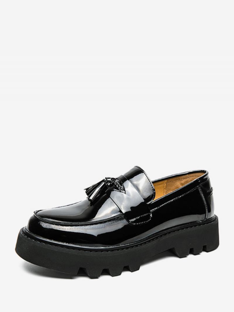 Sapatos Mocassins Masculinos Slip-on Pom Poms Bico Redondo Couro Pu