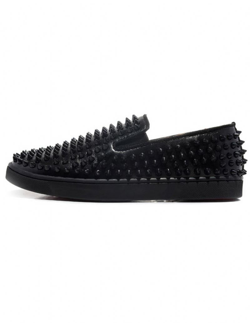 Tênis Masculino Preto Com Pontas Redondas E Slip-on - Preto