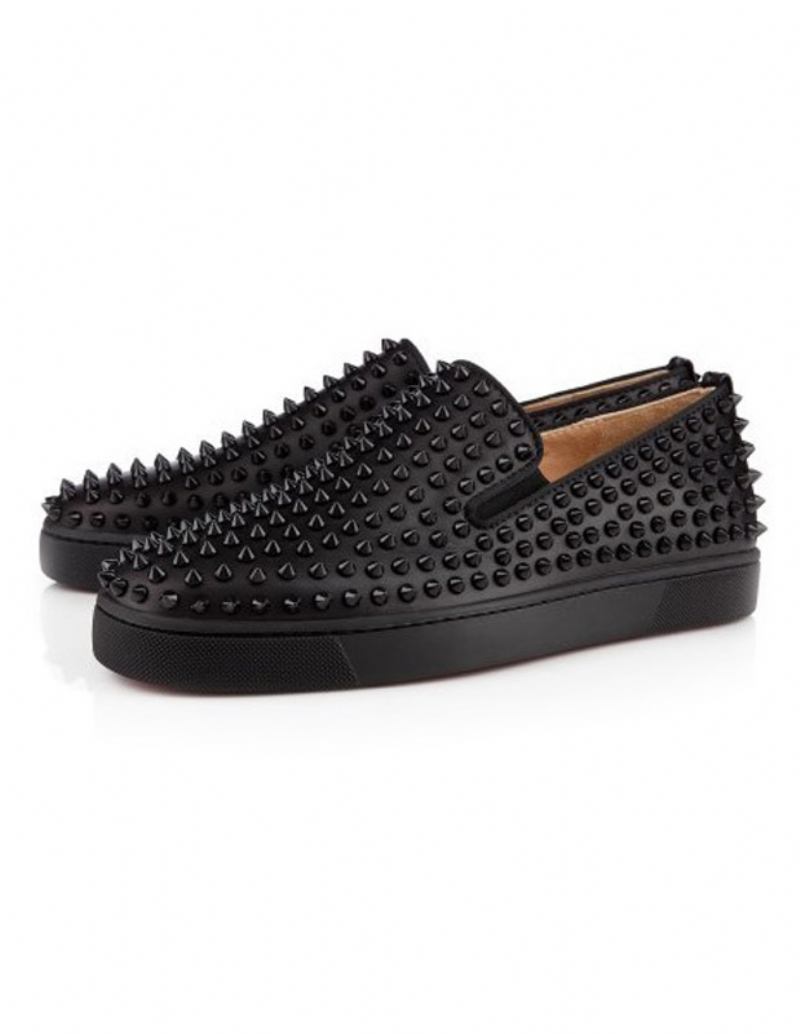 Tênis Masculino Preto Com Pontas Redondas E Slip-on - Preto