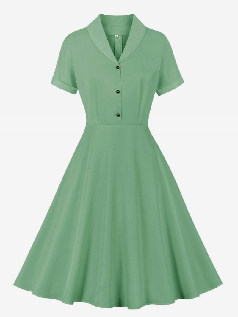 Vestido Retrô Anos 50 Audrey Hepburn Estilo Decote Em V Mangas Curtas Feminino Na Altura Do Joelho Rockabilly