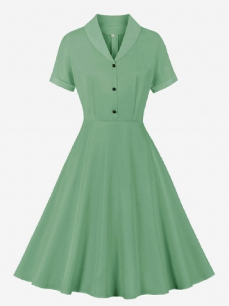 Vestido Retrô Anos 50 Audrey Hepburn Estilo Decote Em V Mangas Curtas Feminino Na Altura Do Joelho Rockabilly