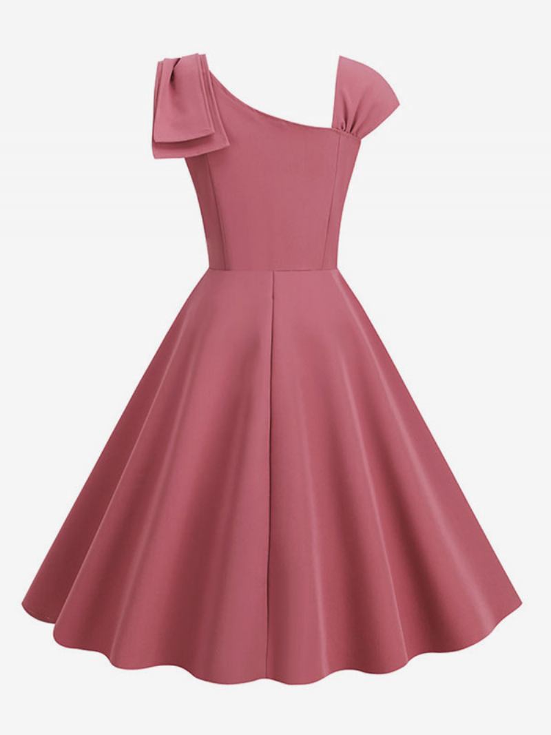 Vestido Retrô Feminino Estilo Audrey Hepburn Dos Anos 1950. Sem Mangas Rockabilly Médio - Blush Rosa