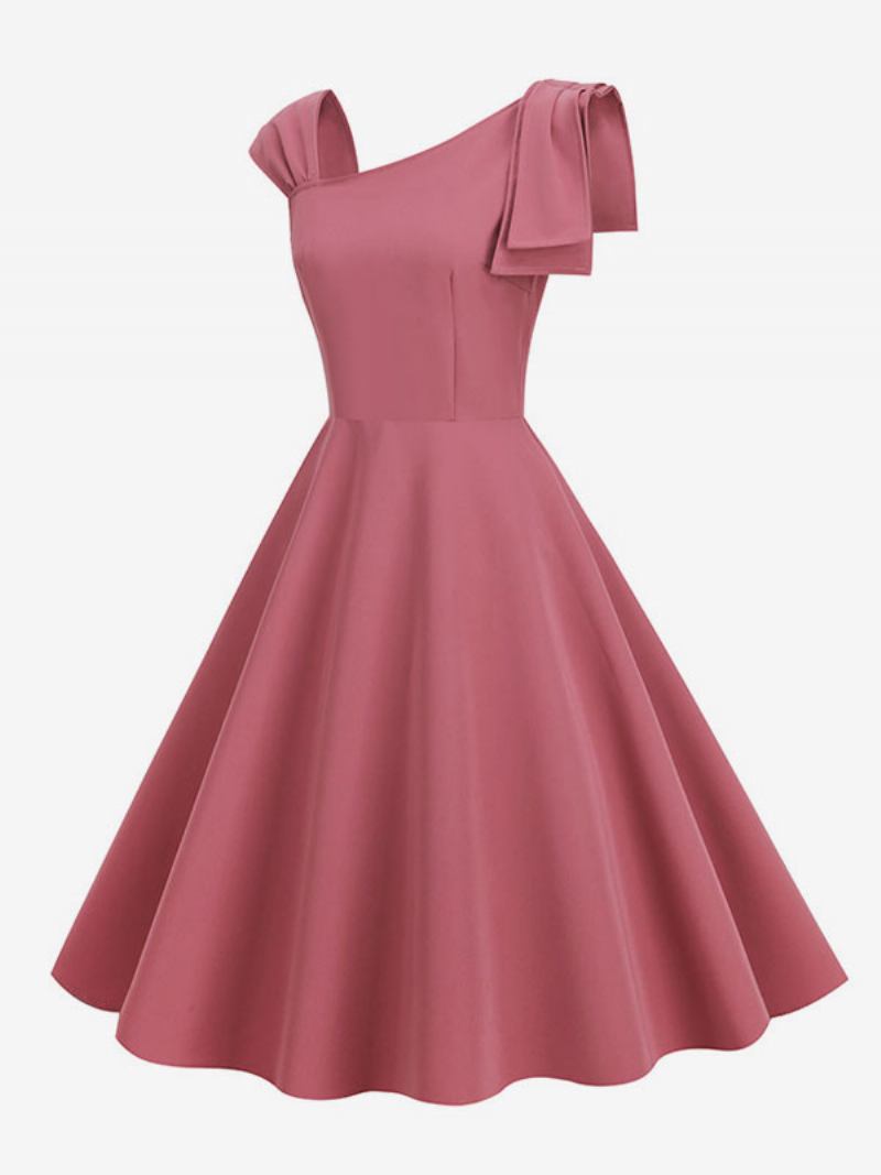 Vestido Retrô Feminino Estilo Audrey Hepburn Dos Anos 1950. Sem Mangas Rockabilly Médio - Blush Rosa