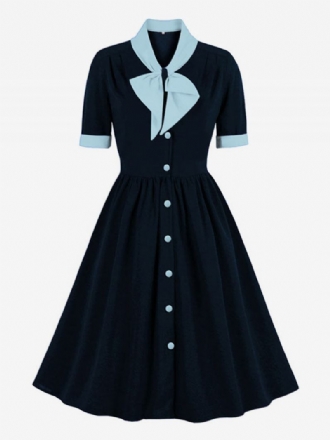 Vestido Vintage Anos 50 Audrey Hepburn Estilo Verde Dois Tons Feminino Babados Manga Curta Rockabilly